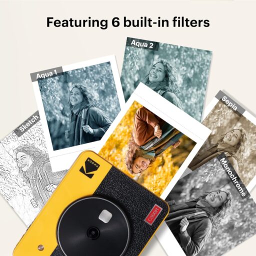 KODAK Mini Shot 3 Retro 4PASS 2-in-1 Instant Digital Camera and Photo Printer (3x3 inches) + 68 Sheets Cartridge Bundle, White